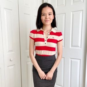 💖Burberry wool red white stripe short sleeve 0